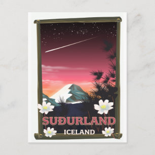 Cartão Postal Cartaz de viagem para Suðurland Islândia