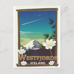 Cartão Postal Cartaz de viagem para Westfjords Islândia