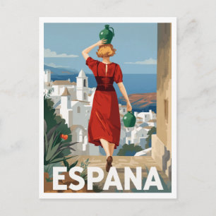Cartão Postal Cartaz de Viagem pela Espanha: Mulher da Aldeia An