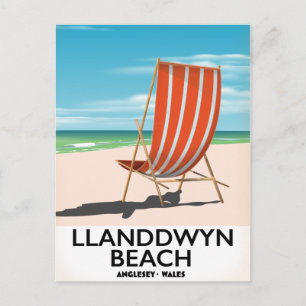 Cartão Postal cartaz de viagem praia landdwyn Anglesey País de G