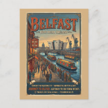 Cartaz de Viagem Retro Belfast Irlanda do Norte