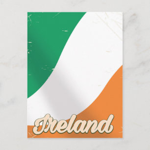 Cartão Postal Cartaz de viagem retro da bandeira nacional da Irl