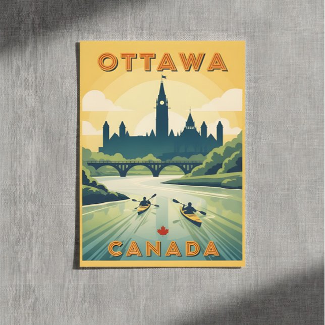 Cartão Postal Cartaz de viagem retrô de Ottawa Canadá (Criador carregado)