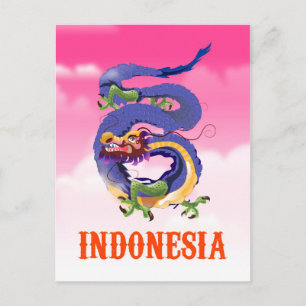 Cartão Postal Cartaz de viagem retrô do dragão da Indonésia