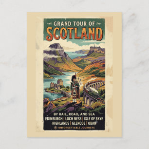 Cartão Postal Cartaz de Viagem Retro Grand Tour Escócia