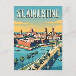 Cartão Postal Cartaz de Viagem Retro Histórico de St. Augustine 