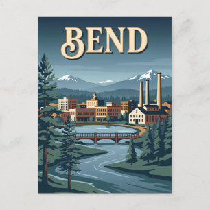 Cartão Postal Cartaz de Viagem Retro Vintage Bend Oregon Riverfr