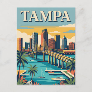 Cartão Postal Cartaz de Viagem Retro Vintage Tampa Florida Bayfr