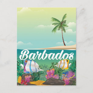 Cartão Postal cartaz de viagem submarina de Barbados