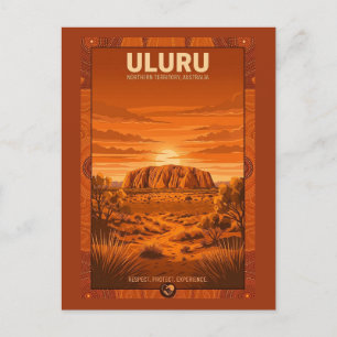 Cartão Postal Cartaz de Viagem Uluru Austrália