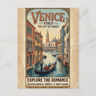 Cartão Postal Cartaz de Viagem Veneza Itália Vintage