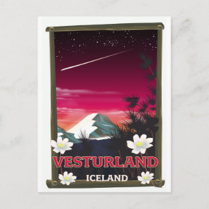 Cartão Postal cartaz de viagem Vesturland Islândia