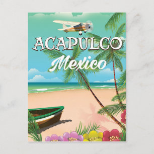 Cartão Postal Cartaz de viagem vintage Acapulco México