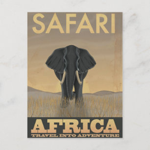 Cartão Postal cartaz de viagem vintage Africa Safari