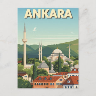 Cartão Postal Cartaz de Viagem Vintage Ankara Turquia Mesquita