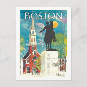 Cartão Postal Cartaz de Viagem Vintage Boston