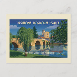 Cartão Postal Cartaz de Viagem Vintage Brantôme Dordogne França