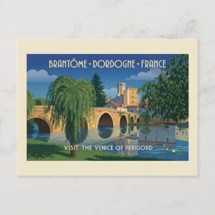 Cartão Postal Cartaz de Viagem Vintage Brantôme Dordogne França