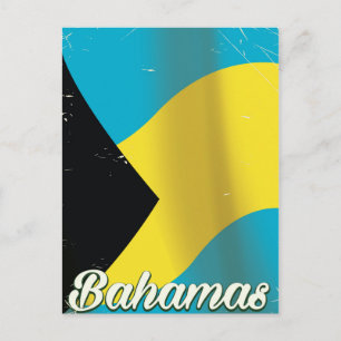 Cartão Postal cartaz de viagem vintage da bandeira das Bahamas