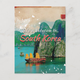 Cartão Postal Cartaz de Viagem Vintage da Coreia do Sul