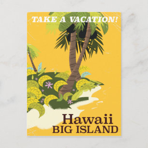 Cartão Postal Cartaz de viagem vintage da grande ilha do Havaí