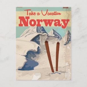 Cartão Postal Cartaz de viagem vintage da Noruega