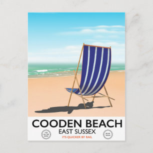 Cartão Postal Cartaz de viagem vintage da Praia de Cooden East S