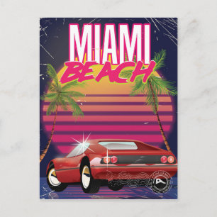 Cartão Postal cartaz de viagem vintage da praia de miami