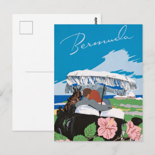 Cartão Postal Cartaz de Viagem Vintage das Bermudas Arte de Adol