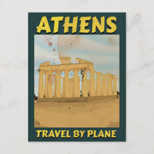 Cartão Postal Cartaz de viagem vintage de Atenas