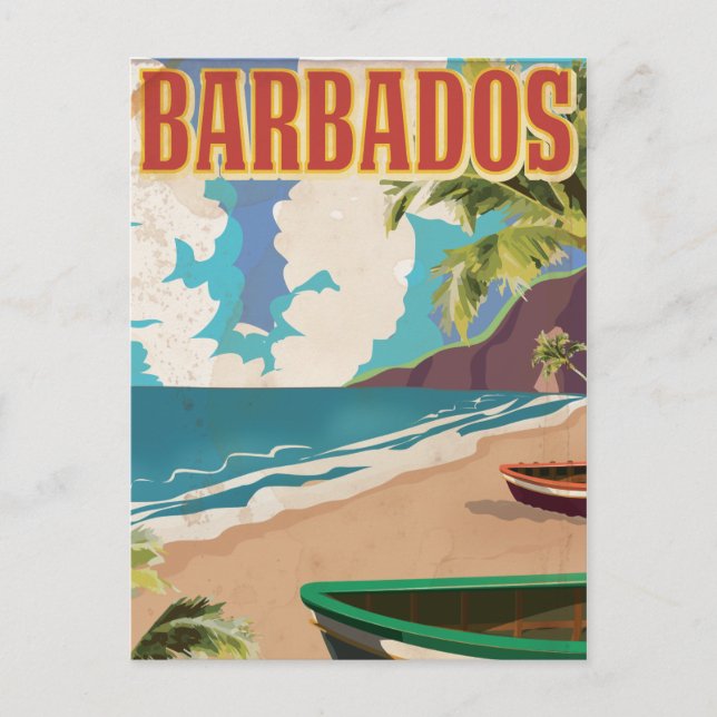 Cartão Postal Cartaz de viagem vintage de Barbados (Frente)