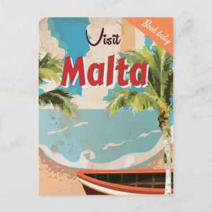 Cartão Postal Cartaz de viagem vintage de férias em Malta.