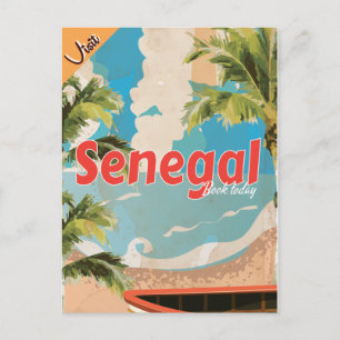 Cartão Postal Cartaz de viagem vintage de férias no Senegal.