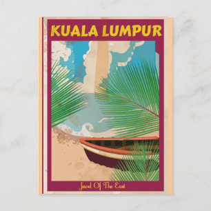 Cartão Postal Cartaz de viagem vintage de Kuala Lumpur