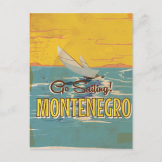 Cartão Postal cartaz de viagem vintage de Montenegro à vela