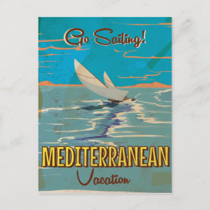 Cartão Postal cartaz de viagem vintage do Mediterrâneo