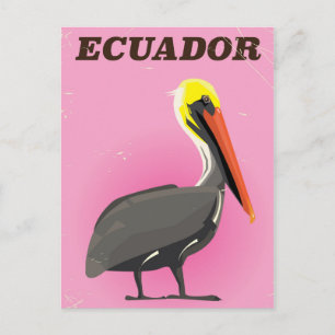 Cartão Postal Cartaz de viagem vintage do Pelicano do Equador