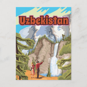 Cartão Postal Cartaz de viagem vintage do Uzbequistão