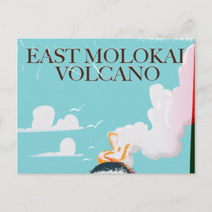 Cartão Postal cartaz de viagem vintage do vulcão do leste de Mol