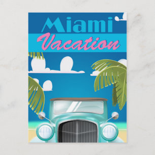 Cartão Postal cartaz de viagem vintage férias em Miami Beach EUA