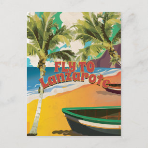 Cartão Postal Cartaz de Viagem Vintage Fly To Lanzarote