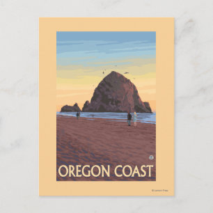 Cartão Postal Cartaz de Viagem Vintage Haystack Rock