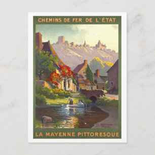 Cartão Postal Cartaz de Viagem Vintage La Mayenne (França)