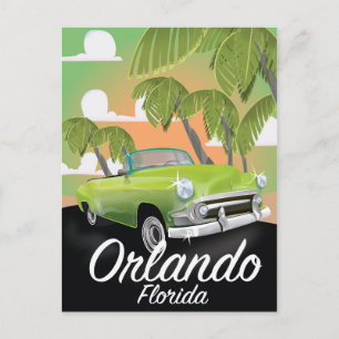 Cartão Postal Cartaz de viagem vintage Orlando Flórida