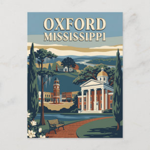 Cartão Postal Cartaz de Viagem Vintage Oxford Mississippi Square
