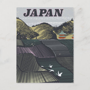 Cartão Postal cartaz de viagem vintage paisagem Japão