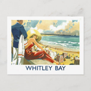 Cartão Postal Cartaz de viagem vintage para Whitley Bay na Ingla