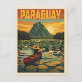 Cartão Postal Cartaz de Viagem Vintage Paraguai Natureza Lago