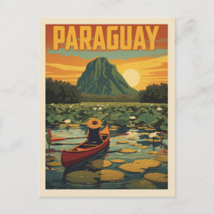 Cartão Postal Cartaz de Viagem Vintage Paraguai Natureza Lago