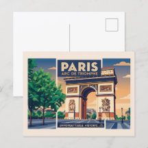 Cartaz de Viagem Vintage Paris Arco do Triunfo